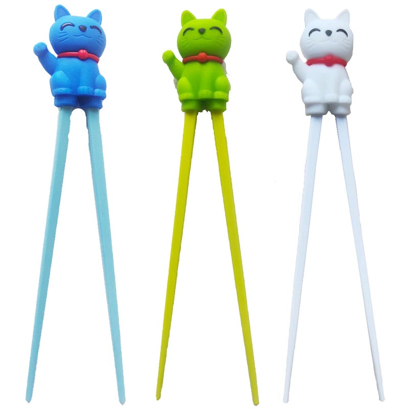 Carykon Cute Tableware Learning Training Helper Chopsticks for Kid Beginner Adult (3pcs, Lucky cat) - Image 1